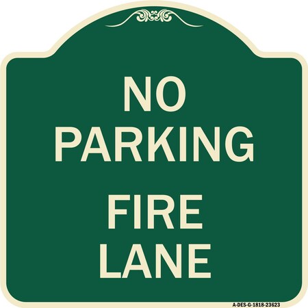 Signmission No Parking Fire Lane W/ Striped Border Heavy-Gauge Aluminum Sign, 18" x 18", G-1818-23623 A-DES-G-1818-23623